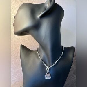 Prada Silver Necklace with Padlock Pendant